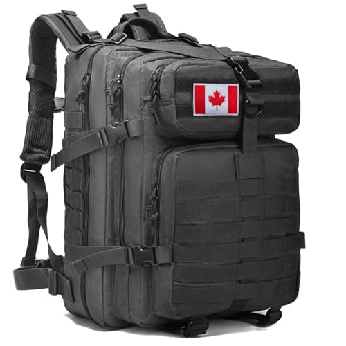 Tactical Backpack for Men, 45L Gym Military Backpacks, MOLLE Daypack 3-Day Assault Pack Bug Out Bag for Rucking Hiking (Black-CA)