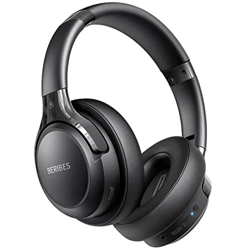 Écouteurs Bluetooth BERIBES supra-auriculaires, autonomie de 65 heures et 6 modes d'égalisation, écouteurs sans fil avec microphone, basses immersives, stéréo HiFi, pliable...