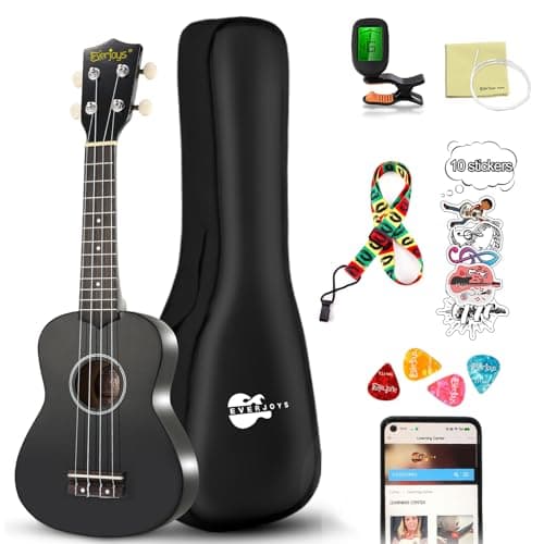 Kit pour débutant ukulélé soprano 21 pouces avec sangle de tuner pour sac de transport de leçon en ligne gratuite, rapide à apprendre