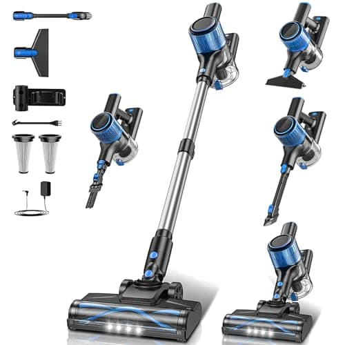 Aspirateur sans fil, aspirateur léger à aspiration puissante 8 en 1 pour la maison avec affichage autonome et LED, 3 modes d'aspiration, 45 minutes...