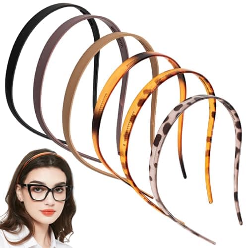 WATNTOW 6PCS Glasses Headbands for Women, No Pressure Hair Bands for Women, Comfortable Teeth Headbands for Glasses Wearers, No Slip Plastic...