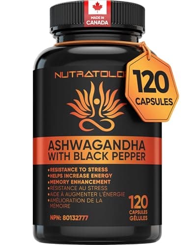 Nutratologie Ashwagandha biologique | Fabriqué au Canada | Augmente la résistance au stress et soutient l'amélioration de la mémoire - Avec du poivre noir pour une amélioration...