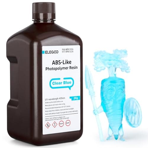 ELEGOO ABS-Like 3D Printer Resin LCD UV-Curing Resin 405nm Standard Photopolymer Resin for LCD/MSLA/DLP 3D Printing Clear Blue 2000g