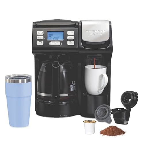 Cafetière à 3 voies FlexBrew Trio de Hamilton Beach, cafetière à portion individuelle et cafetière goutte à goutte de 12 tasses, compatible avec les dosettes et le café moulu, infusion rapide,...