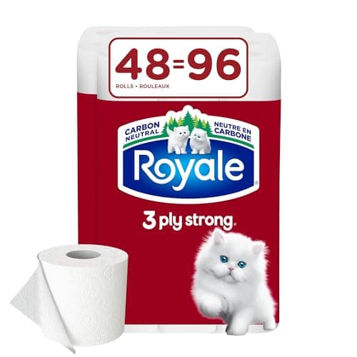 Papier toilette résistant 3 épaisseurs Royale, 48 rouleaux équivalents à 96, 165 papiers hygiéniques par rouleau