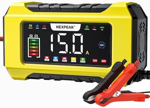 NEXPEAK NC215 15-Amp Battery Charger, Trickle Charger Car Battery Charger 12V 24V LiFePO4 Lead Acid Portable 9-Stage Smart Battery Maintainer...
