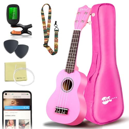 Everjoys Soprano Ukulele Beginner Pack-21 Inch w/Free Online Lesson Gig Bag Digital Tuner Pick All in One Kit