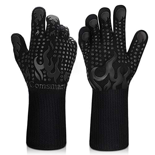 Comsmart BBQ Gloves, 1472 Degree F Heat Resistant Grilling Gloves Silicone Non-Slip Oven Gloves Long Kitchen Gloves for Barbecue, Cooking, Baking,...