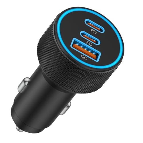 Prix le plus bas en 30 jours | Chargeur de voiture USB C, 3 ports 67 W, charge ultra rapide, double USB-C et USB-A, accessoire de chargeur de voiture...