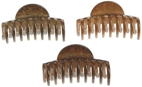 Goody Claw Clips, 3 pièces Classic Value Pack pour femmes et filles, pinces à cheveux marron pour cheveux de volume moyen