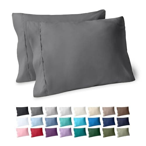 Taies d'oreiller en microfibre Bare Home - Lot de 2 King Size - Taies d'oreiller rafraîchissantes - Double brossage - Taies d'oreiller grises - Lot de 2 - Entretien facile (King...
