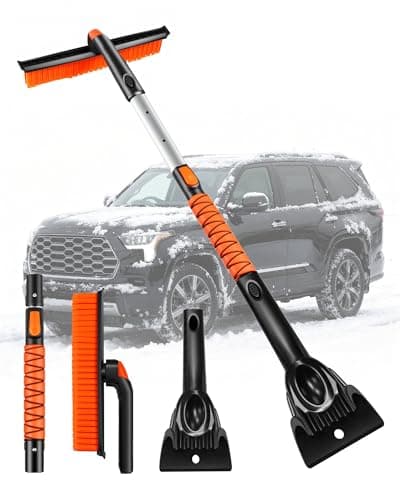 Brosse à neige 3 en 1 avec poignée extensible, grattoir à glace de 36 pouces pour pare-brise de voiture, tête rotative à 360°, poignée antidérapante pour voitures, camions, SUV