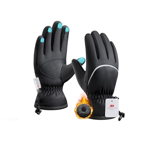Origem Gants imperméables chauds d'hiver pour femmes et hommes - Thinsulate et polaire 3M, gants thermiques réfléchissants pour écran tactile par temps froid, ski, neige pour...