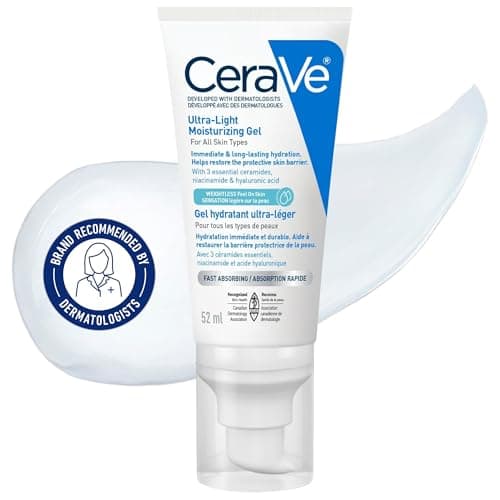 CeraVe Ultra-Light Moisturizing Gel Cream, Lightweight Face Moisturizer with Ceramides, Niacinamide & Hyaluronic Acid. Oil Free, Fast Absorbing and...