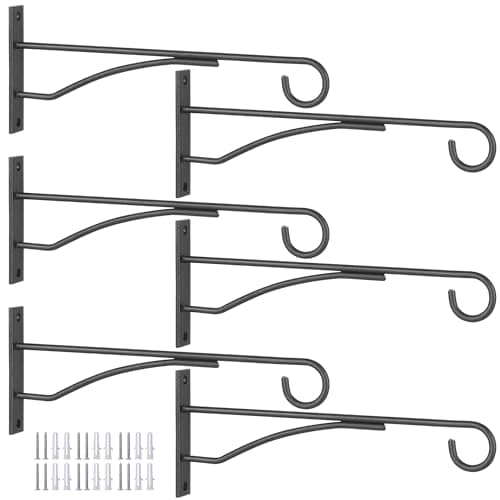 Eyrosa Lot de 6 cintres pour plantes de 20,3 cm, support pour plantes suspendu pour porche de clôture murale extérieur et intérieur, crochets pour plantes en métal pour panier, fleur, jardinière, mangeoire,...