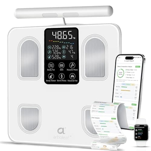 arboleaf Scale Body Weight Body Fat, 8 Electrode Smart Bathroom Scale Digital, High Precision 50 Body Metrics Analyzer with Report, BMI Muscle...