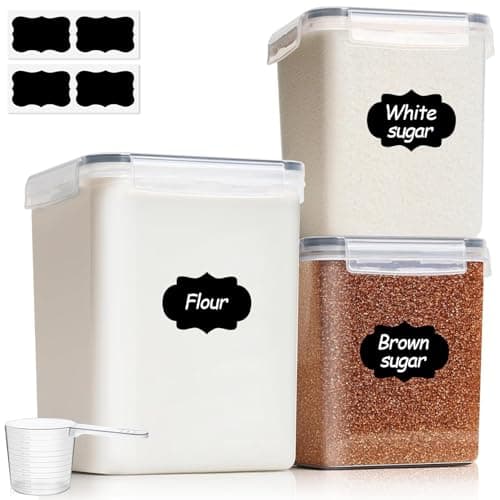 Ensemble de 3 récipients de stockage de farine ComSaf (5,2 L/5,5 Qt) (2,5 L/2,6 Qt*2), grands récipients hermétiques de stockage des aliments avec couvercle...