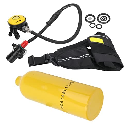 Scuba Tank Kit,1L Scuba Diving Tank Equipment Portable Oxygen Tank Underwater Breathing Device Kit with Scuba Tank Refill Adapter(Yellow)