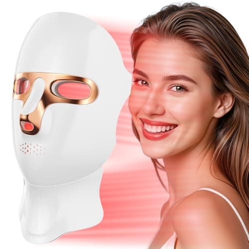 Red Light Therapy Mask for Face,LED Face Mask for Skin Care, 7 Colors Portable Red Light Face Mask, Facail Skin Care Mask for Home & Travel Use (Gold)