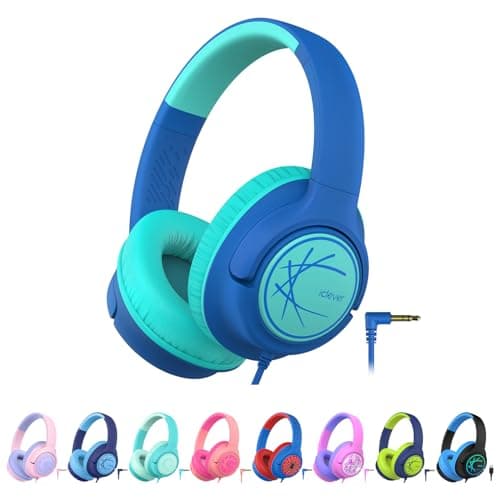iClever Kids Headphones with Cord, 85dBA Safe Volume Wired Headphones for Kids, Stereo Sound Foldable Adjustable, 3.5mm Jack, Over Ear for...