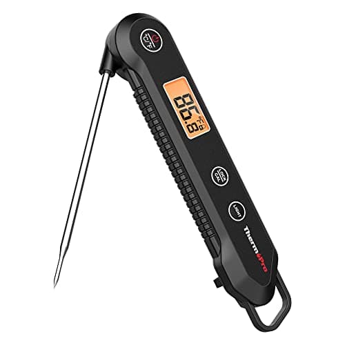 ThermoPro Thermomètre à viande numérique à lecture instantanée pour griller Thermomètre alimentaire de cuisine étanche avec calibrage et rétro-éclairage Fumeur Huile Friture Bonbons...