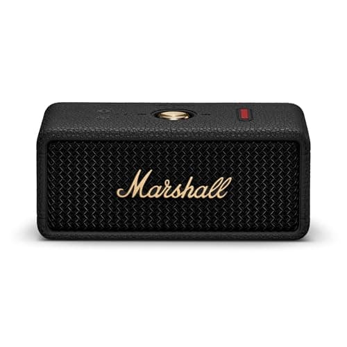 Marshall Emberton III Haut-parleur Bluetooth portable, sans fil, indice de protection IP67, résistant à la poussière et à l'eau, plus de 32 heures d'autonomie, charge rapide – Noir et laiton