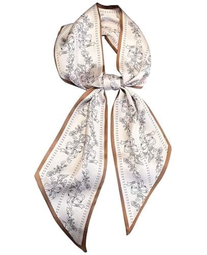 Hioyiwse Head Scarf Hair Neck Scarves For Women Purse Bag Scarfs For Handbags Silky Long Thin Satin Headscarf Fashion, B17-twig Decoration, 59
