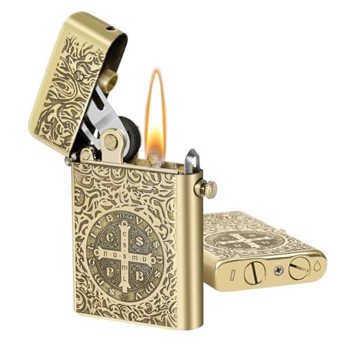 Briquet tranchée vintage YUSUD - Briquets classiques en cuivre, briquet de poche rechargeable fluide, kérosène antique avec verrouillage de sécurité - Briquet Constantine,...
