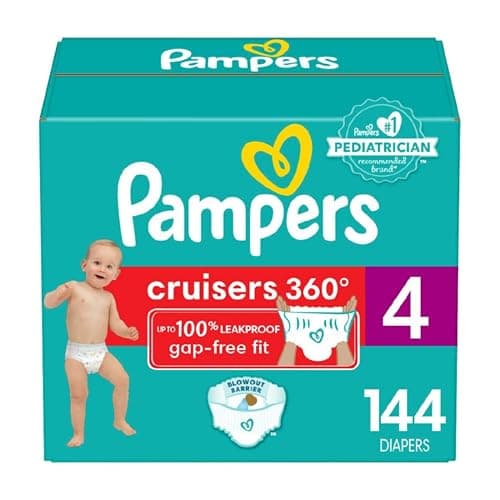 Couches à enfiler Pampers Cruisers 360, taille 4 (22-37 lb), couche étanche jusqu'à 100 % étanche pour bébé, 1 paquet (nombre de 144)