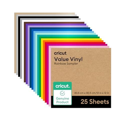 Vinyle permanent Cricut Value - Échantillonneur arc-en-ciel - 12 po x 12 po (25 pièces)