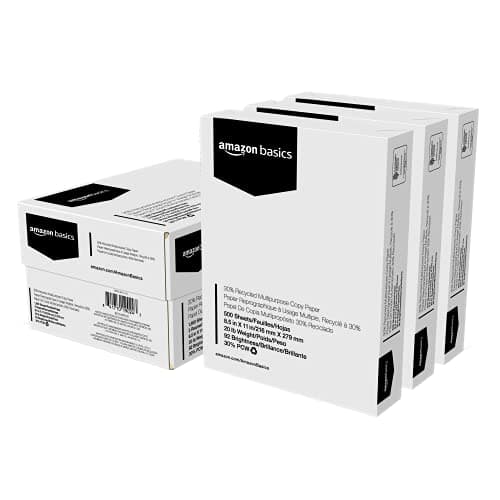 Amazon Basics Papier pour imprimante polyvalent 30 % recyclé, 8,5 x 11", 3 rames, 1 500 feuilles (feuilles), blanc