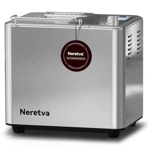 Machine à pain Neretva, [20-EN-1 et double chauffage et 2LB] Machine à pain de la plus petite taille Machine à pain en céramique antiadhésive Machines tout en métal pour le gluten...