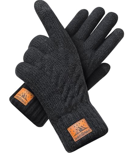 Gants d'hiver pour hommes et femmes, gants chauds pour écran tactile par temps froid, gants thermiques en tricot de laine pour adultes pour la conduite et l'envoi de SMS
