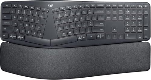 Clavier ergonomique sans fil Logitech Ergo K860 avec repose-poignet - Disposition du clavier divisé pour Windows/Mac, Bluetooth ou...