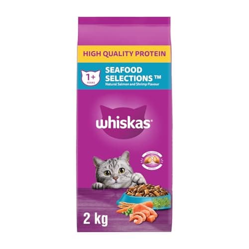 Whiskas Seafood Selections Adult Dry Cat Food With Real Salmon, 2kg Bag