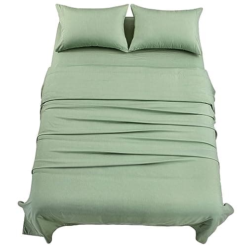 Mooreeke Bamboo Draps Queen Sheets, Cooling Bed Sheets Rayon Derived from Bamboo, Green Breathable & Soft Bed Sheets
