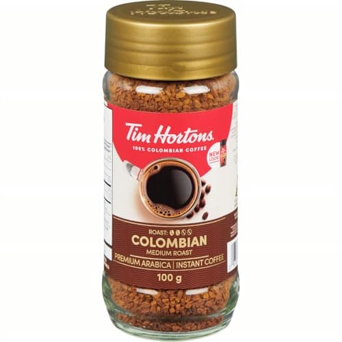 Tim Hortons Medium Roast Instant Coffee, 100% Colombian, 100g Jar