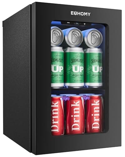 EUHOMY 18L Beverage Refrigerator Cooler, 24 Cans Mini Fridge with Quiet Compressor, Countertop Small Fridge with 40°F-61°F Digital Temperature...