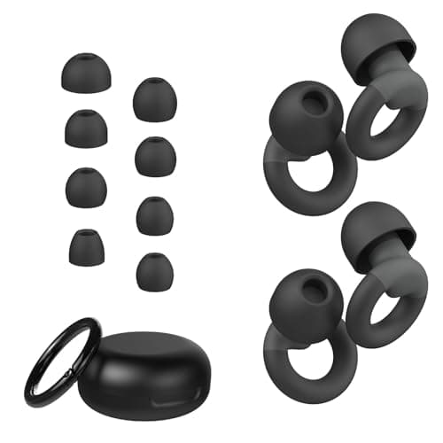 Bouchons d'oreille JUSTRVN pour dormir, 2 paires de bouchons d'oreilles réutilisables pour réduction du bruit 25 dB-30 dB avec 8 embouts, écoute douce...
