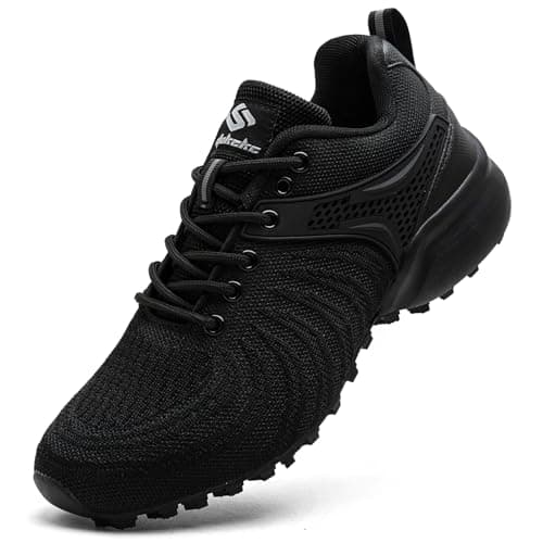 Unitysow Chaussures de randonnée pour hommes, chaussures de course sur sentier en plein air, baskets de trekking légères et respirantes, chaussures d'athlétisme de tennis, de cross-training, tout noir, 13 US