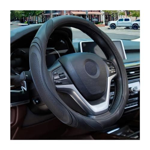 XINLIYA Couvre-volant de voiture en cuir de 15 pouces, accessoires automobiles, protecteur de roue souple élastique respirant antidérapant pour hommes et femmes,...