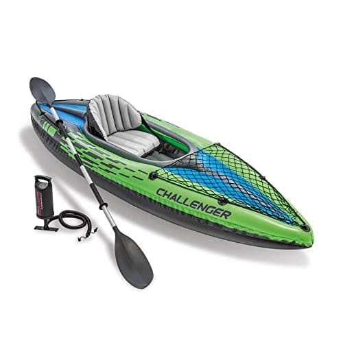 INTEX 68305EP Challenger K1 Inflatable Kayak Set: Includes Deluxe 86in Aluminum Oar and High-Output Pump – Adjustable Seat with Backrest –...