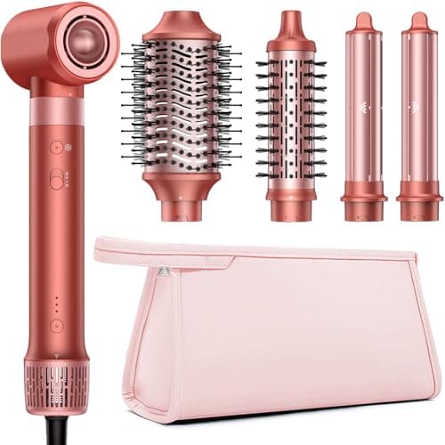 HITTIONA Coiffeur haute vitesse 5 en 1, Coiffeur professionnel à air chaud sans dommages causés par la chaleur, sans frisottis pour volumateur, boucles, lissage, séchage, 1500 W...