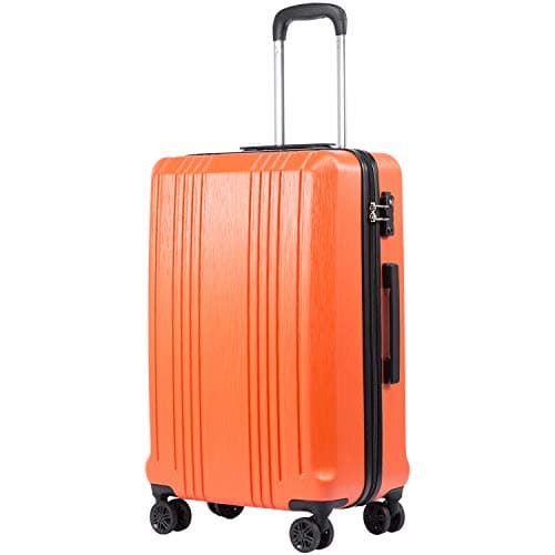Coolife Valise à bagages PC + ABS avec serrure TSA Spinner Carry on Hardshell Léger 20 pouces 24 pouces 28 pouces (Orange, S (20 pouces_Ca...