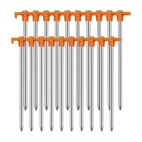 20-Pack Heavy Duty Tent Stakes for Camping Non-Rust Metal Stakes 9.8-Inch Ground Pegs for Tent Tarp Canopy and Outdoor Use Durable & Weather-Resistant