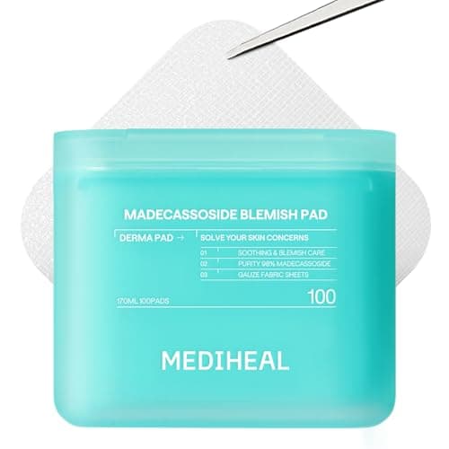 MEDIHEAL Madecassoside Blemish Toner Pads for Face – Soins de la peau coréens, 98 % de madécassoside pur avec complexe Centella Asiatica, marques d'imperfections,...