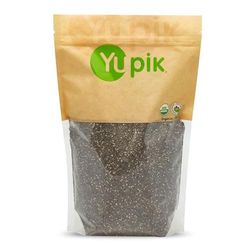 Graines de Chia Noir Bio Yupik, 1 kg, Sans Gluten, Sans OGM, Casher, Végétalien, Superaliment Végétal Cru, Riche en Fibres, Source d'Oméga-3, Parfait...