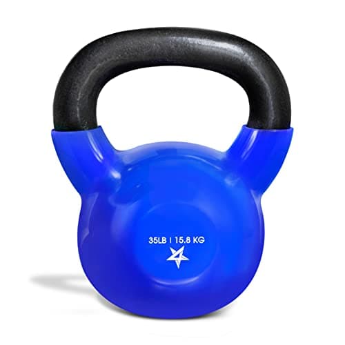 Yes4All Poids Kettlebell avec revêtement en vinyle – Idéal pour l'entraînement complet du corps et l'entraînement de force – Kettlebell en vinyle 35 lb