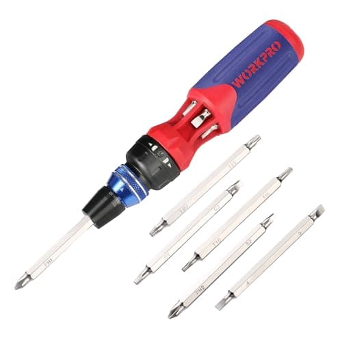 WORKPRO 12-in-1 Ratcheting Multi-Bit Screwdriver Set, Quick-Load Mechanism Screwdriver with Double End Bits in Handle