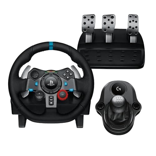 Volant et pédales de course Logitech G29 Driving Force, retour de force, cuir véritable + levier de vitesse Logitech G Driving Force - Pour PS5, PS4 et PC, Mac - Noir